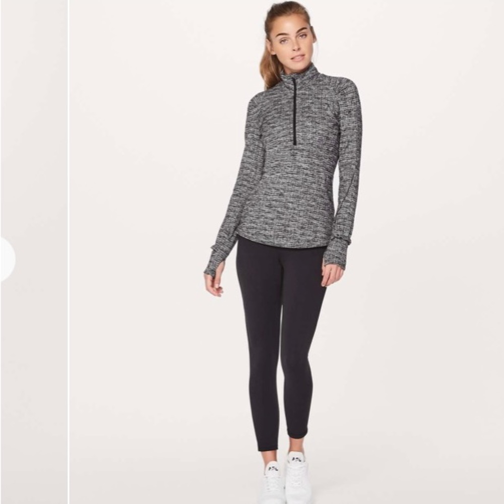 Lululemon Extra Mile Half Zip Black White Denim 6